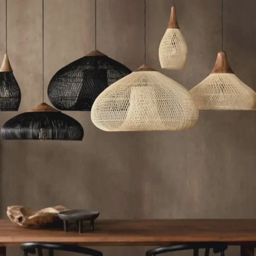 Handgemaakte Rotan Hanglamp Beige - Vintage Woven Wicker - E27 Fitting - Sfeervolle Verlichting