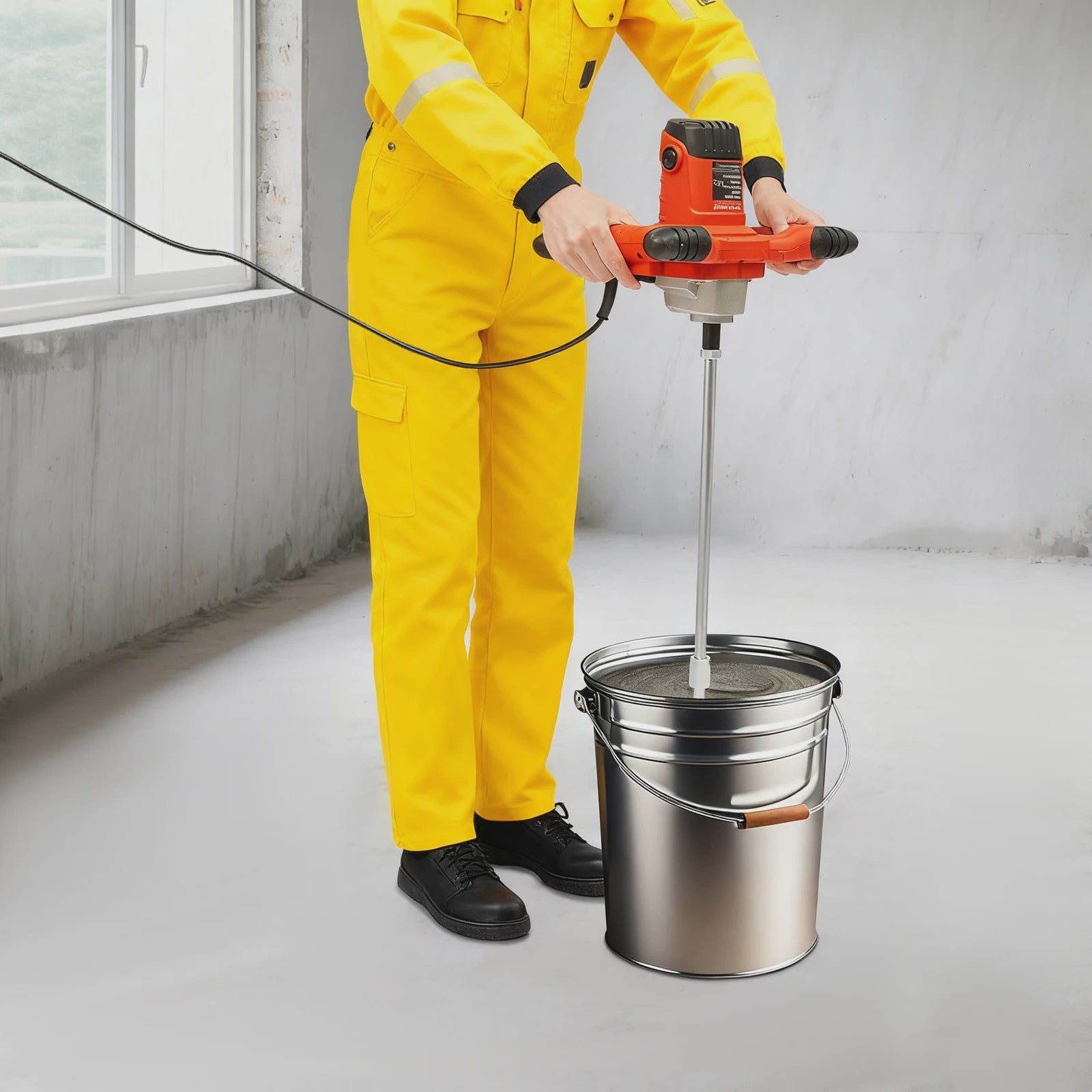 Krachtige Elektrische Betonmolen 1500W - 6 Snelheden, Draagbaar & Handheld voor Cement, Mortel & Gips