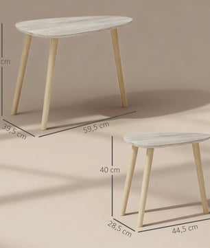 Set van 2 Nesting Salontafels met Houten Poten - Modern en Natuurlijk