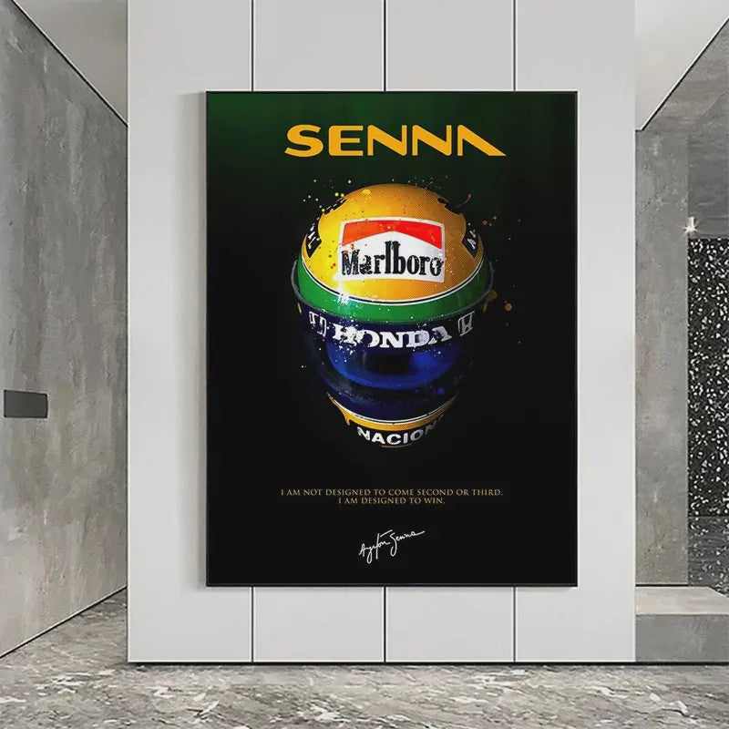 Iconische F1 Racer Helm Poster - Ayrton Senna Formule 1 Muurdecoratie