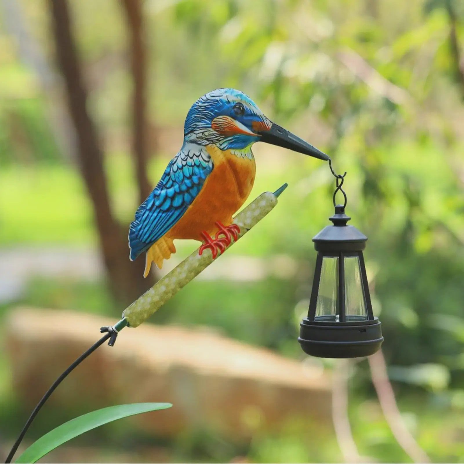 Zonne-energie IJsvogel Tuinlamp met Lantaarn - Waterdicht & Decoratief