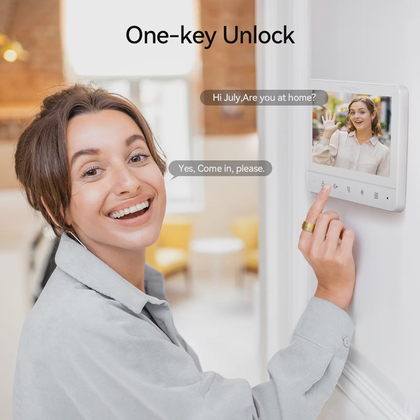 TMEZON 4-Draads Videofoon Intercom Systeem met 7" Kleurendisplay en 120° Camera