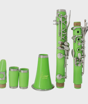Groene Bb Klarinet 17 Toetsen - ABS Hars Houtblaasinstrument met Koffer & Rietjes