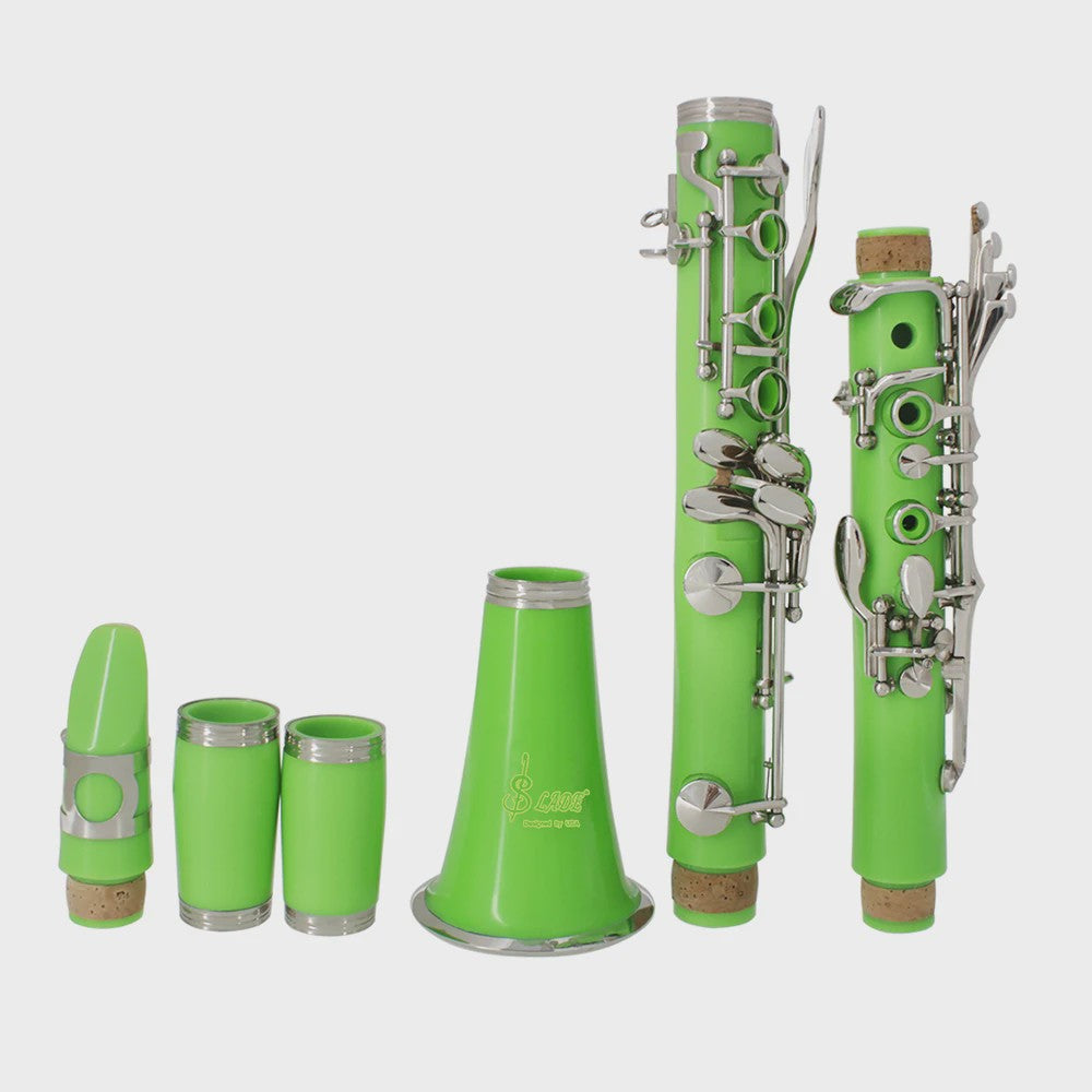 Groene Bb Klarinet 17 Toetsen - ABS Hars Houtblaasinstrument met Koffer & Rietjes