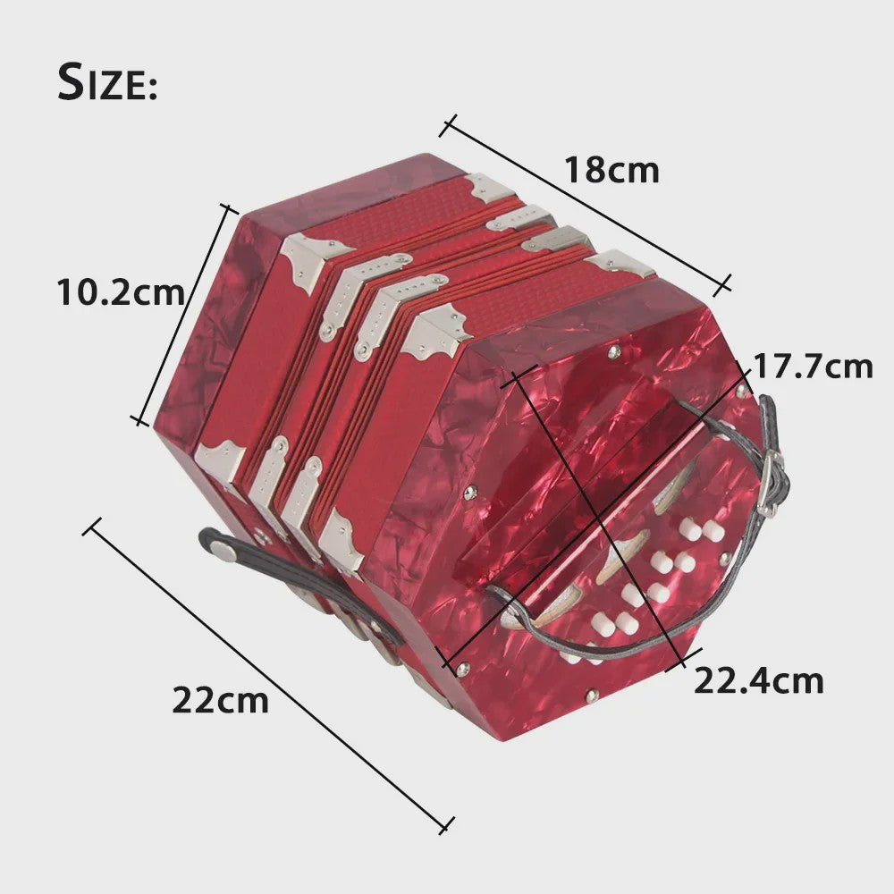 Concertina Accordeon 20 Knoppen - Anglo Stijl Muziekinstrument voor Kinderen