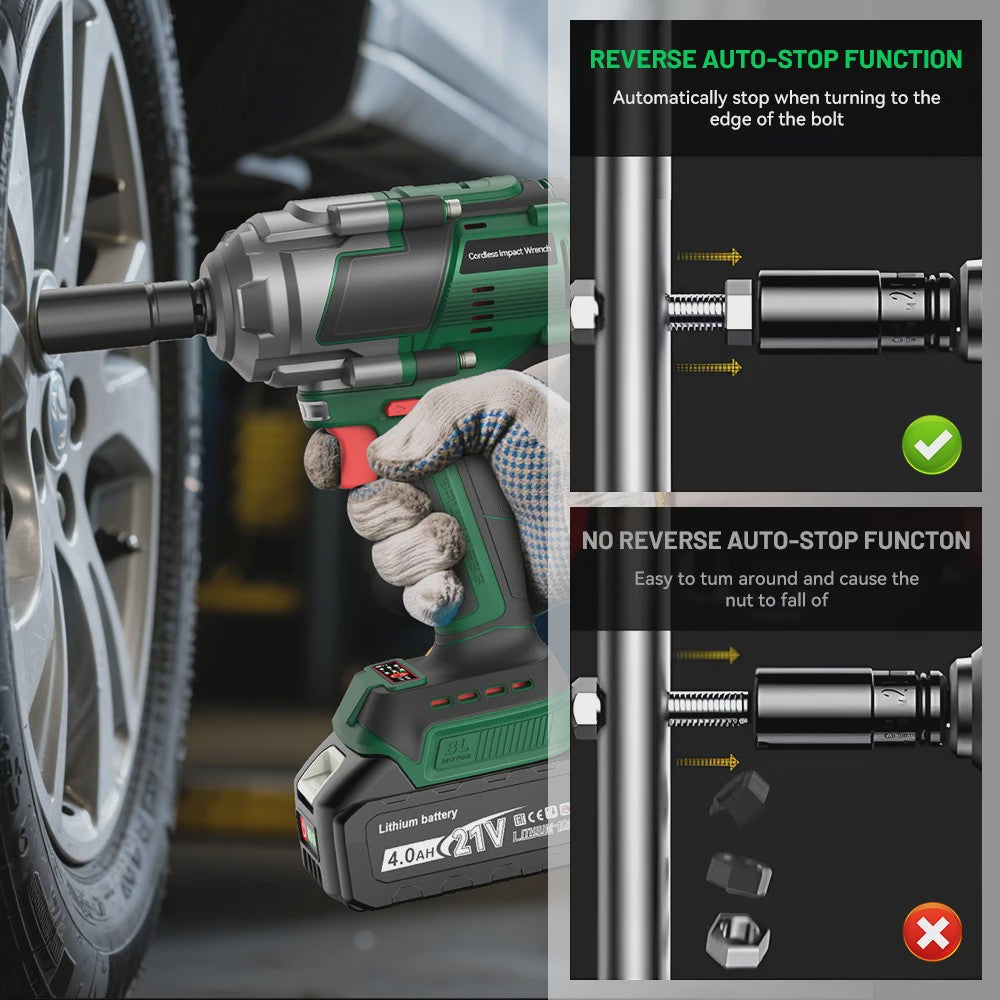 YEARTOP 2800 Nm Brushless Elektrische Slagschroevendraaier - Krachtig Gereedschap voor Makita 18V Batterijen