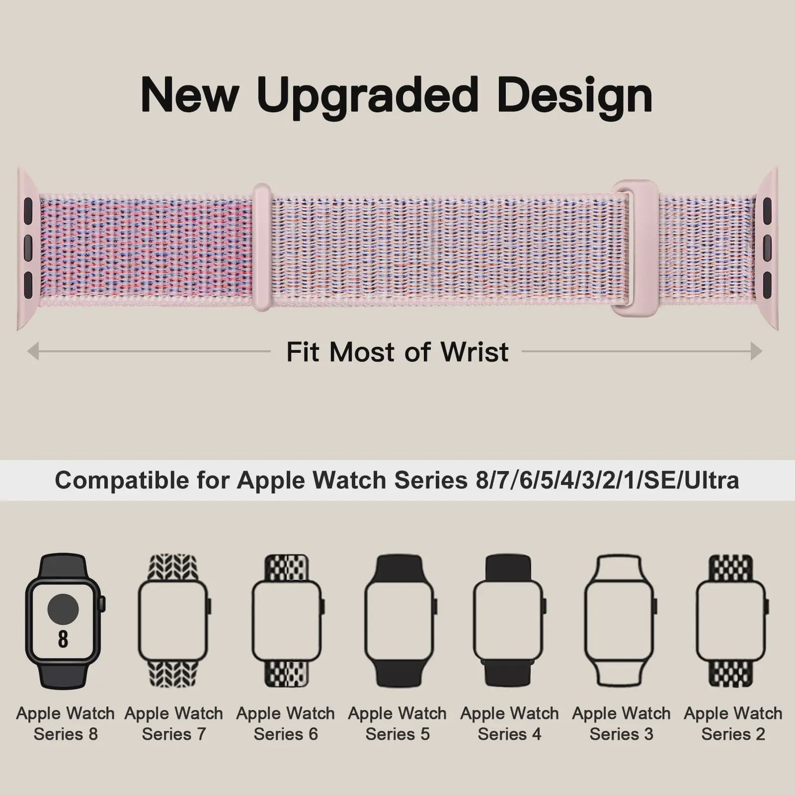 Nylon Sportband voor Apple Watch (38-49mm) - Ademend & Verstelbaar met Klittenband