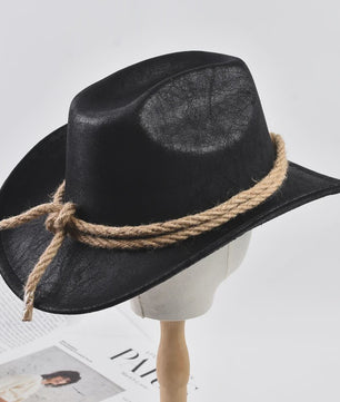 Stijlvolle Vintage Western Cowboy Hoed met Touwdecoratie - Perfect voor Feest, Reizen & Cosplay