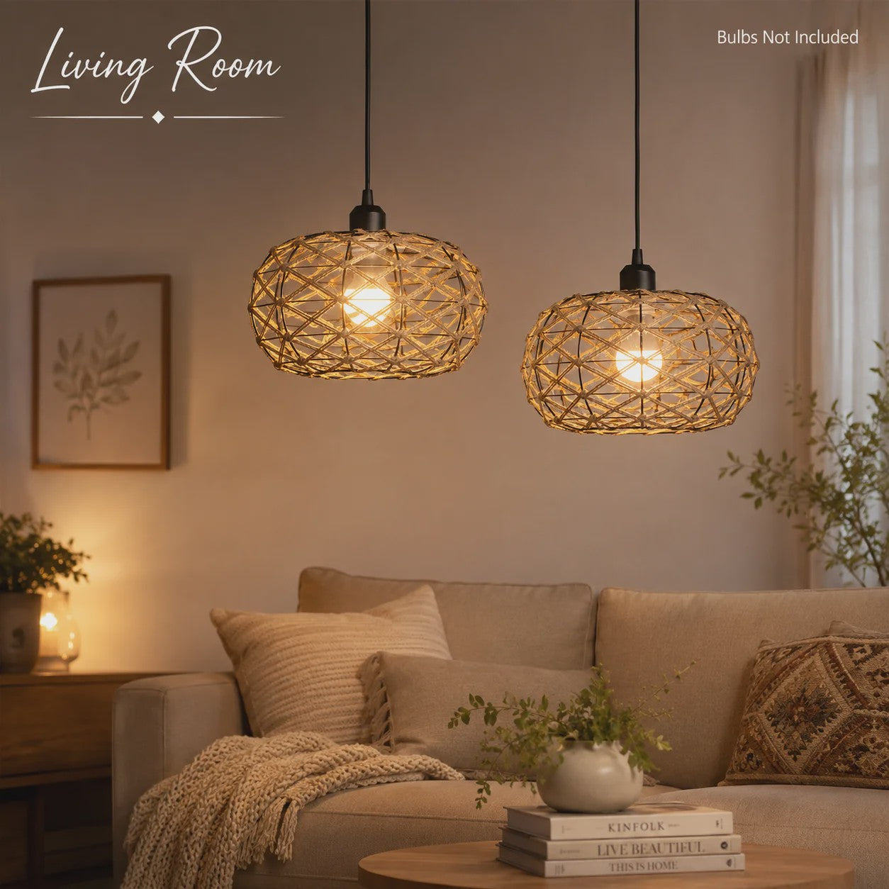 Rustieke Jute Touw Hanglamp - Boho Stijl Verlichting voor Keuken, Eetkamer & Slaapkamer