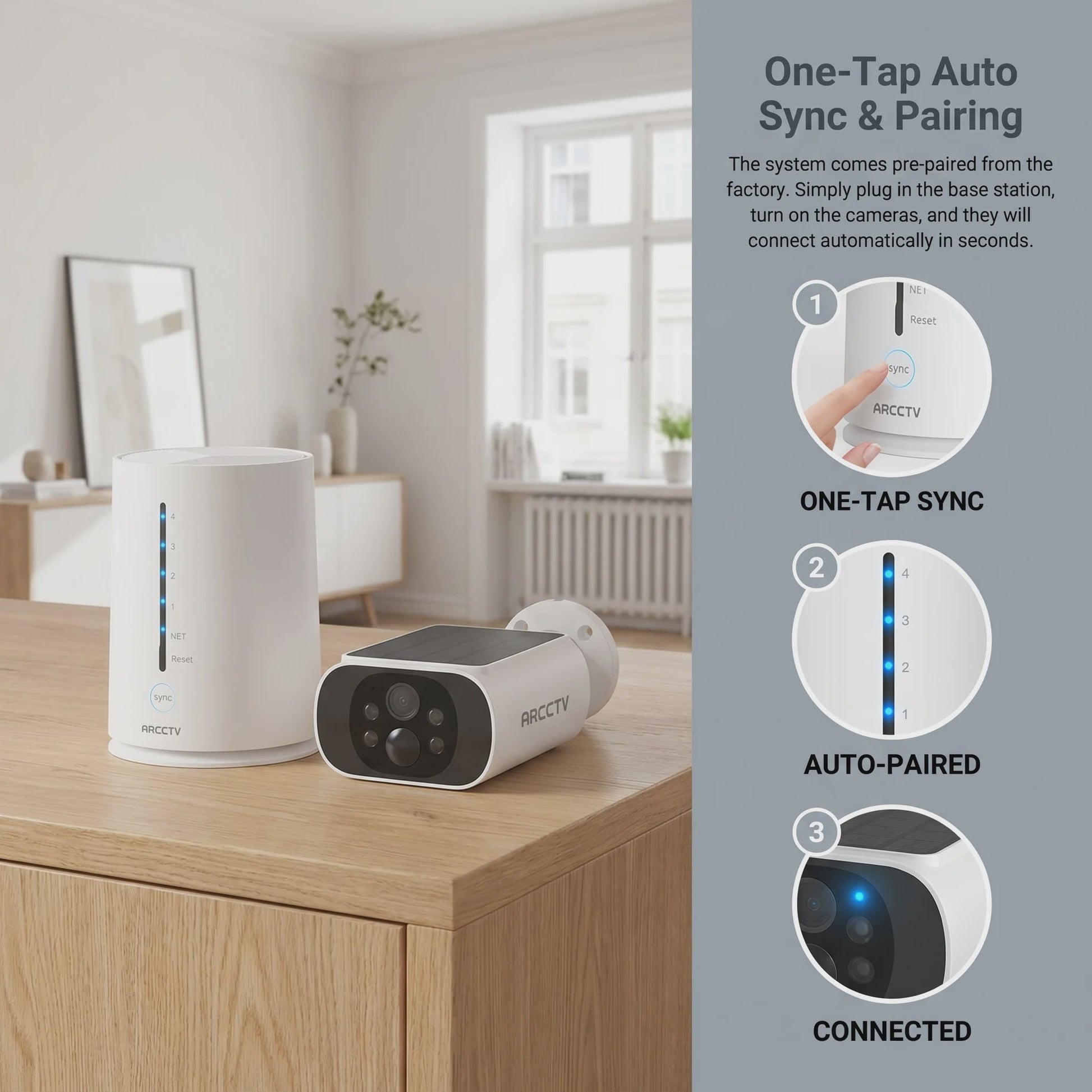 ARCCTV 4MP Solar Wifi Camera Set: Slimme Beveiliging met Mensdetectie & Sirene