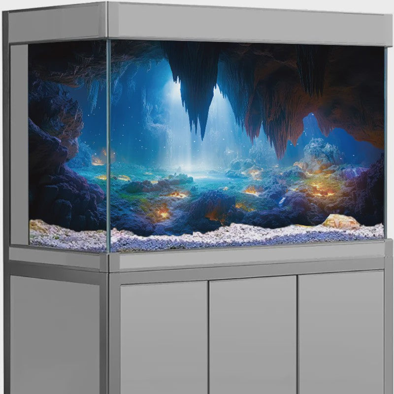 3D Aquarium Achtergrond Poster - Onderwater Grot Landschap Decor