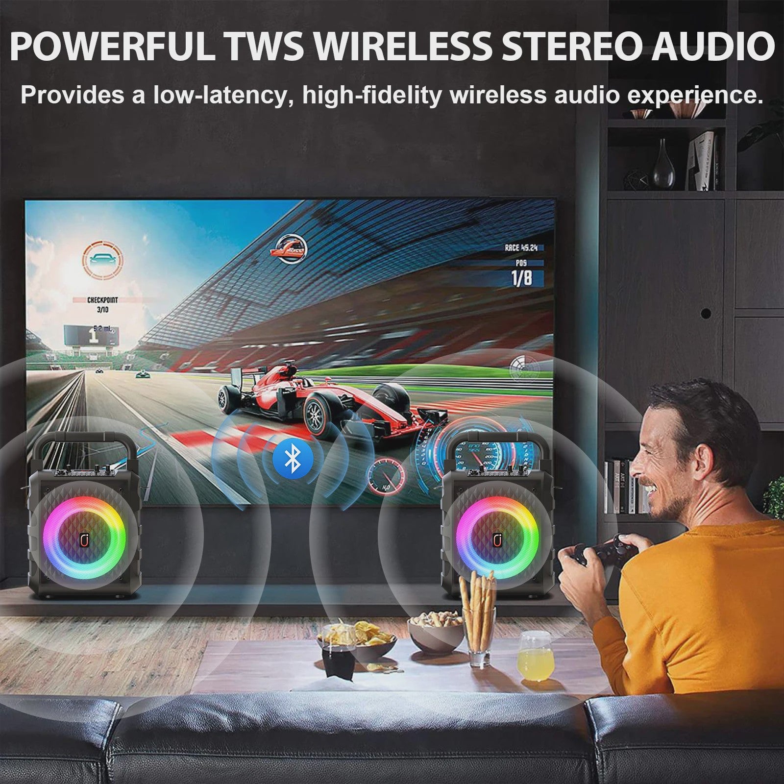 T18 Draagbare Bluetooth Speaker met Microfoon, Karaoke Machine & LED Verlichting