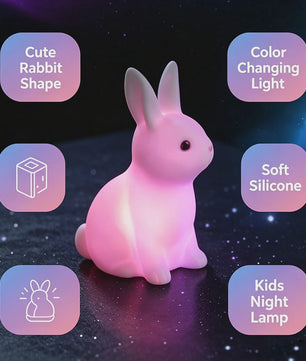 Schattige Konijn Nachtlampje - Kleurrijk & Zacht Licht voor Kinderkamer