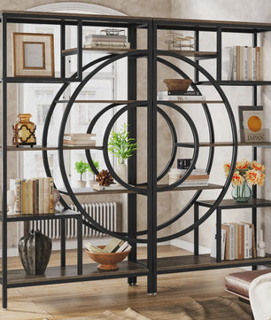 Stijlvolle 8-laags Geometrische Boekenkast met Metaal Frame - Open en Staand Ontwerp (71 inch)