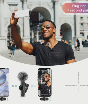 Draadloze Lavalier Microfoon met Windkap - Mini Clip-on voor Smartphone Vlog & Live Streaming