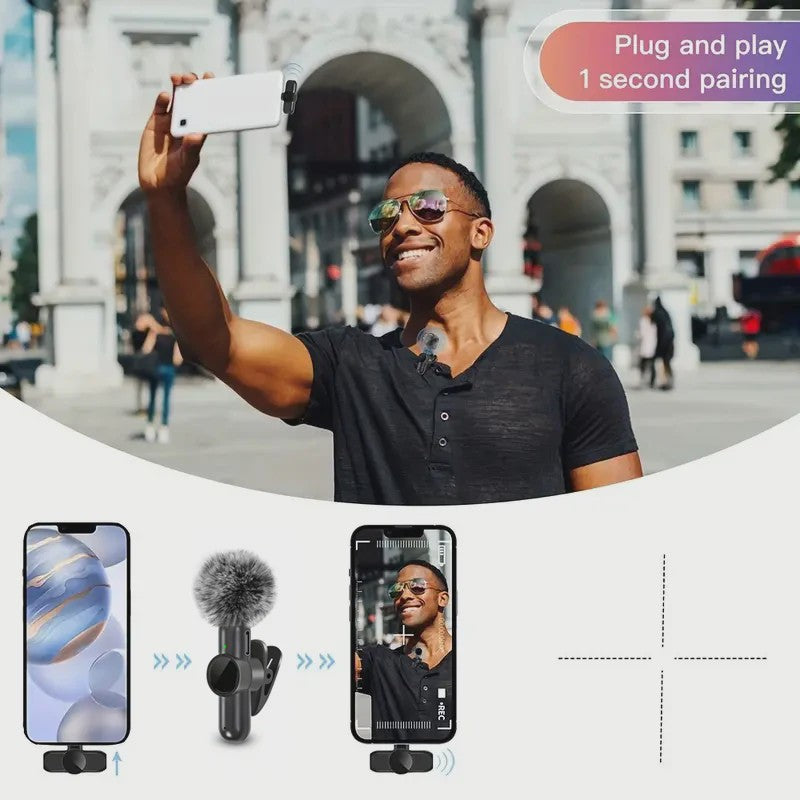 Draadloze Lavalier Microfoon met Windkap - Mini Clip-on voor Smartphone Vlog & Live Streaming