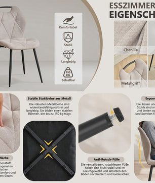 Set Eetkamerstoelen Nordic Stijl - Comfortabel Velvet met Metalen Poten (Per 2, 4 of 6)