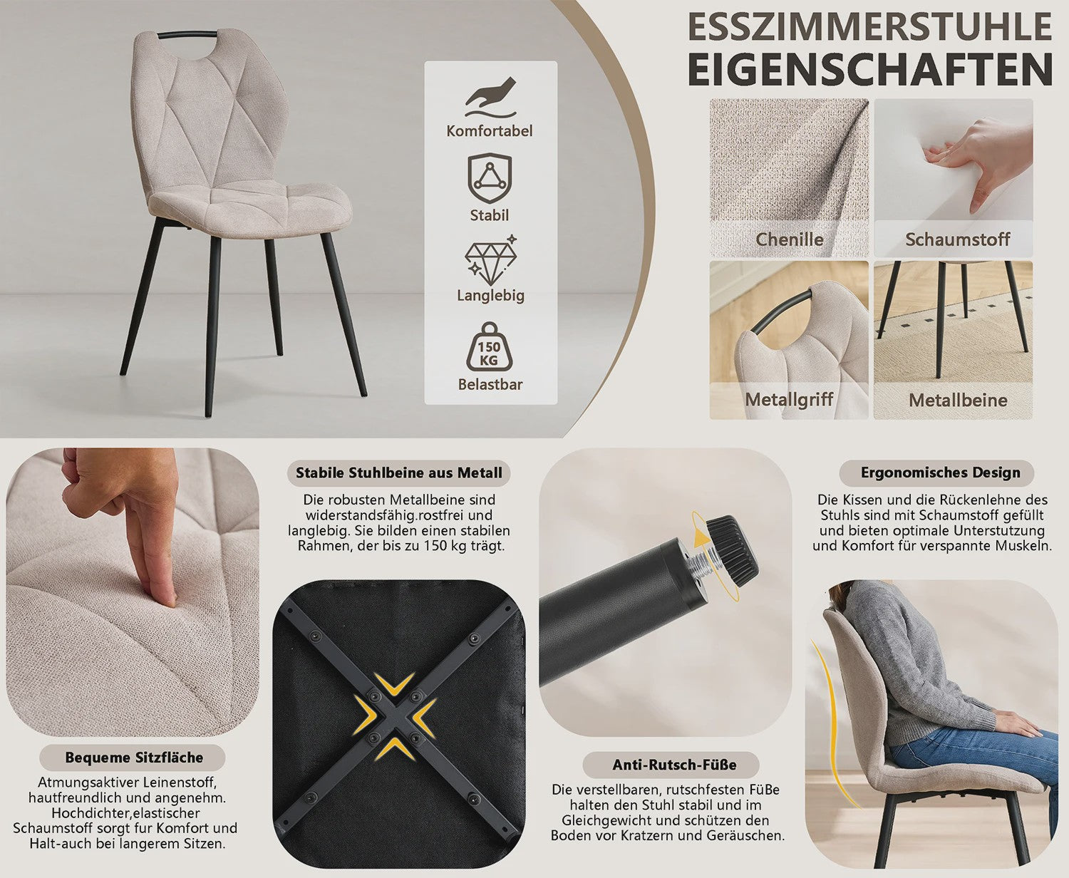 Set Eetkamerstoelen Nordic Stijl - Comfortabel Velvet met Metalen Poten (Per 2, 4 of 6)