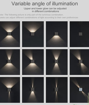 Moderne Vierkante LED Wandlamp - IP65 Waterdicht, Up/Down Verstelbaar Licht voor Buiten & Binnen