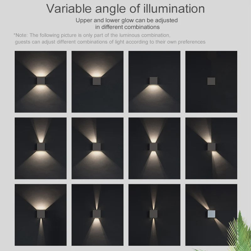 Moderne Vierkante LED Wandlamp - IP65 Waterdicht, Up/Down Verstelbaar Licht voor Buiten & Binnen