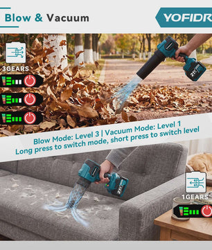 YOFIDRA Krachtige Bladblazer & Zuiger 3500W - 350.000 RPM Borstelloze Motor - Voor Makita Accu