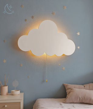Zwevende Wolk Wandlamp - Sfeervol Nachtlampje voor Kinderkamer, Werkt op Batterijen