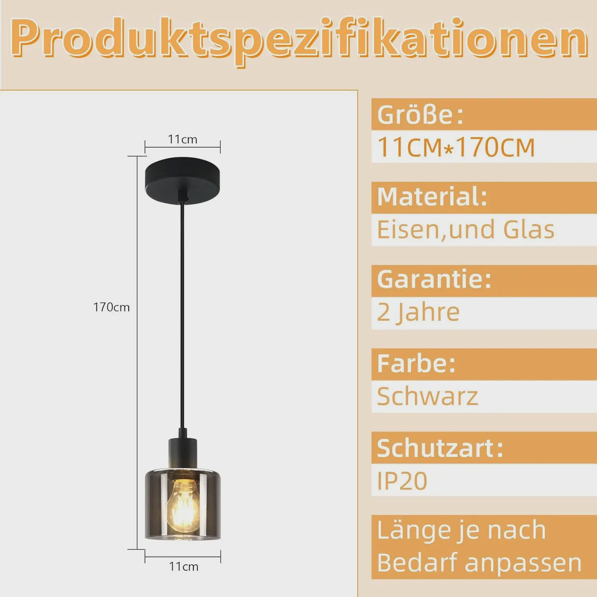 Vintage Glazen Hanglamp Zwart - Retro Industriële Stijl E27 Fitting