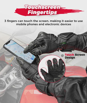 KEMIMOTO Lederen Motorhandschoenen met Kevlar Bescherming - Herfst/Zomer