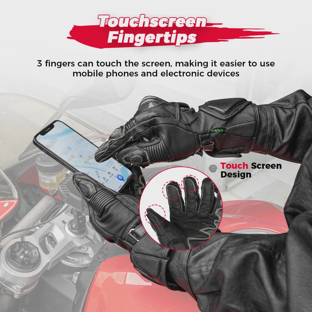 KEMIMOTO Lederen Motorhandschoenen met Kevlar Bescherming - Herfst/Zomer