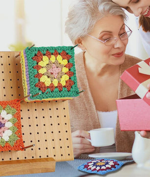 Bamboe Haakblokkeerbord met 25 Stalen Pinnen - 23x23cm - Perfect voor Granny Squares & Breien
