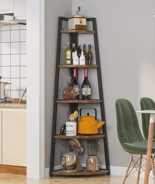 Hoekboekenkast met 5 etages - Stijlvol Hout & Metaal Design