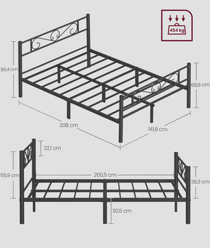 Stijlvol Metalen Bed 140x200 cm - Duurzaam en Elegant Bedframe