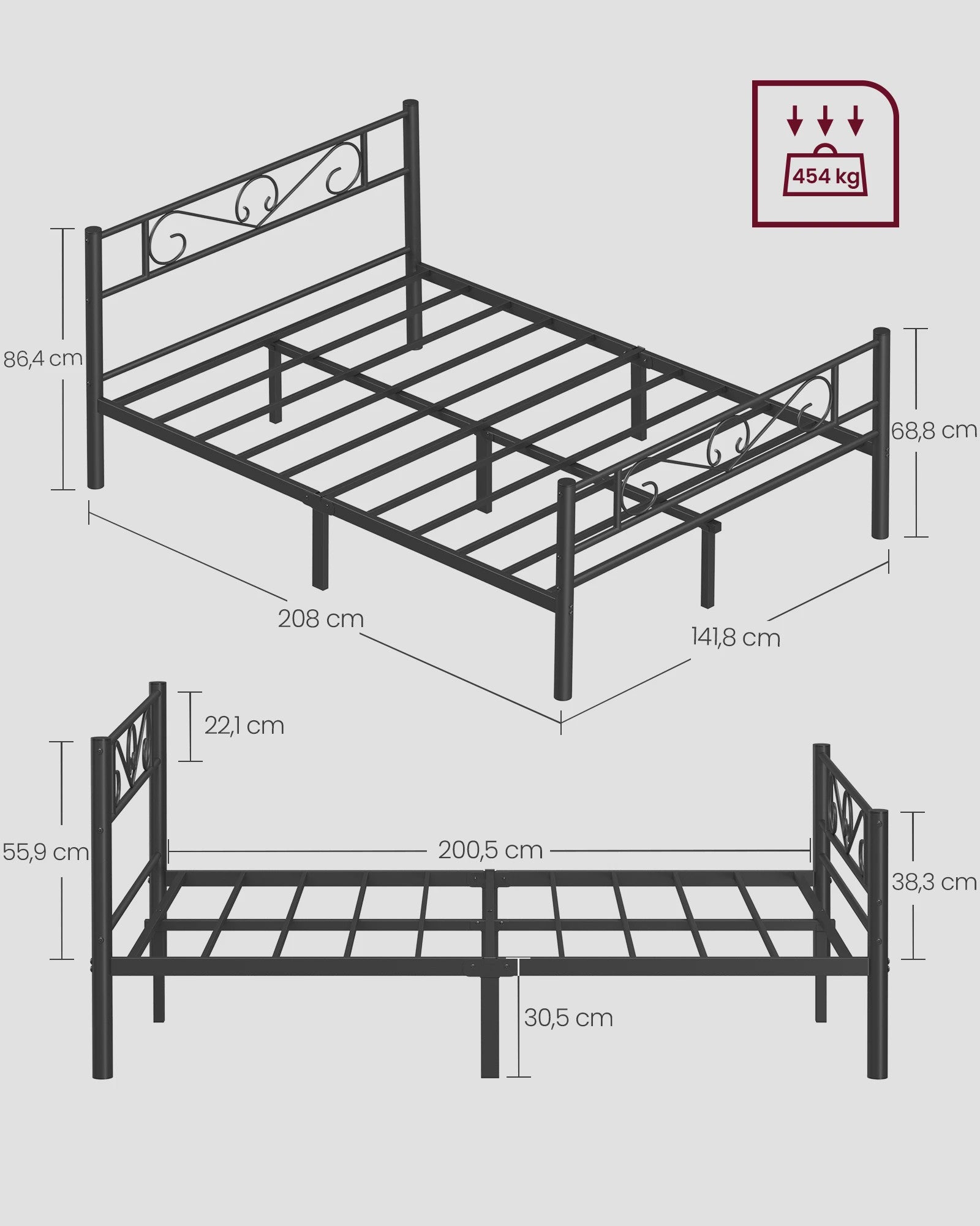 Stijlvol Metalen Bed 140x200 cm - Duurzaam en Elegant Bedframe