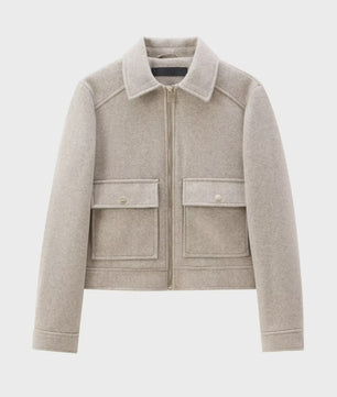 Dames Elegante Korte Jas met Rits en Zakken - Stijlvolle Winter Outerwear
