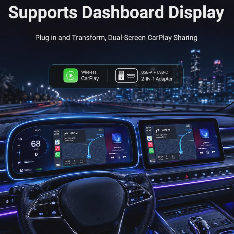 Draadloze CarPlay & Android Auto Adapter - 2-in-1 Mini USB Module met 5GHz WiFi