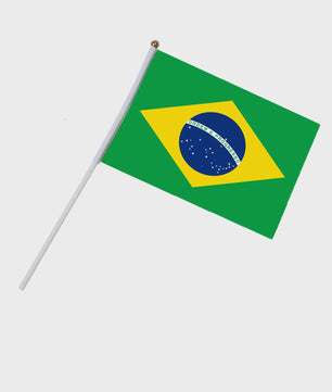 Mini Brazilië Handvlaggen aan Stok - Feest, Parade & Evenement Decoratie