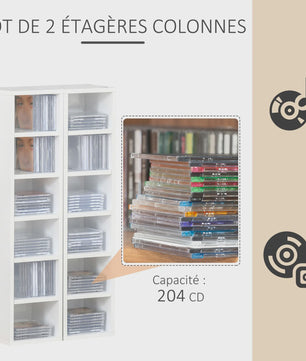 HOMCOM Set van 2 Smalle Boekenkasten/Opbergkasten met 6 Vakken per stuk