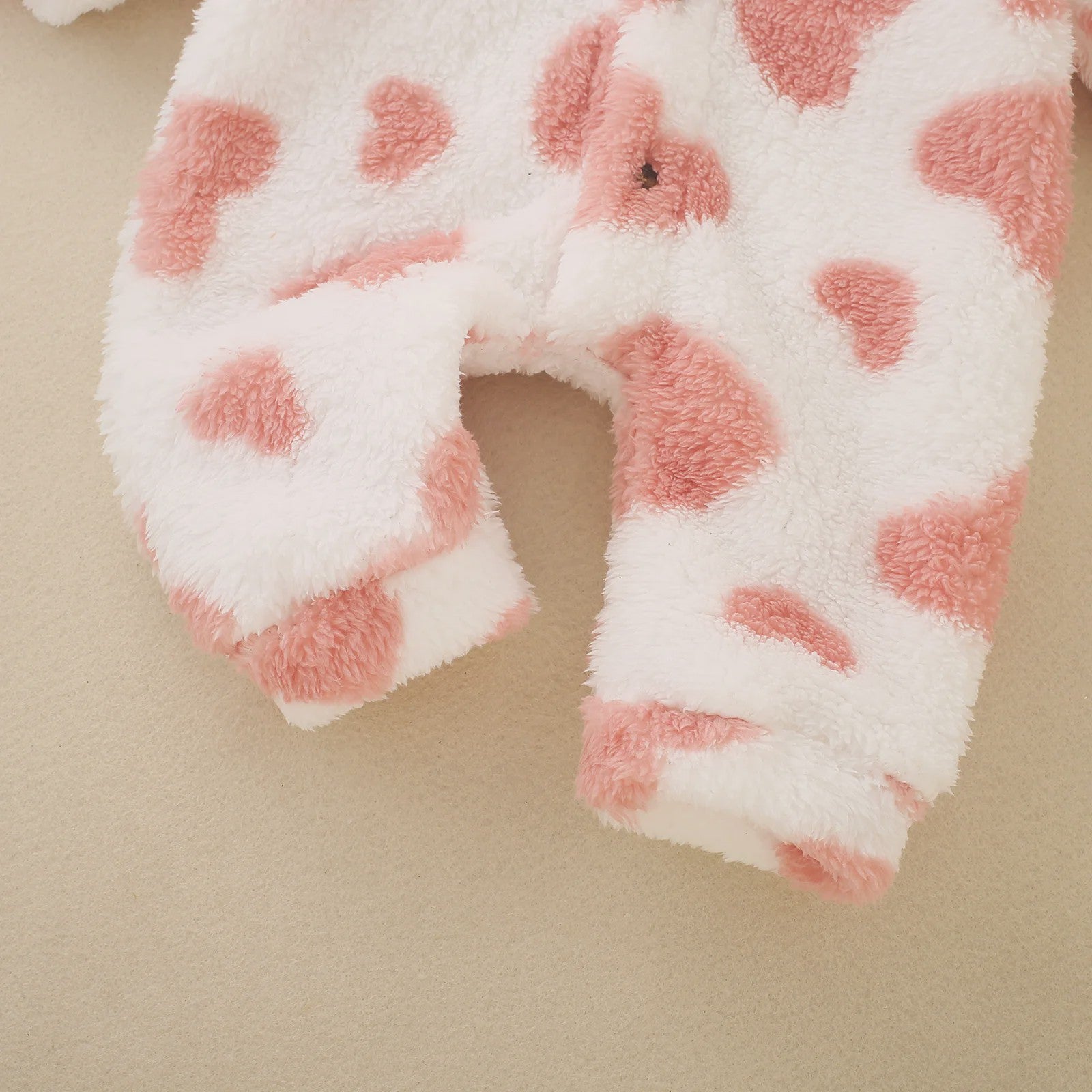 Baby Jumpsuit met Hartjesprint - Warm Fleece Romper met Capuchon voor Peuters en Baby's