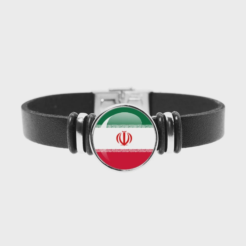 Leren Armband met Vlag van [Land] - Stijlvolle Bangle voor Dames en Heren