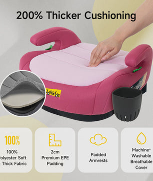 Jovikids OHHO+ Kinder Autostoel Booster - 125-150cm - Roze met Bekerhouder