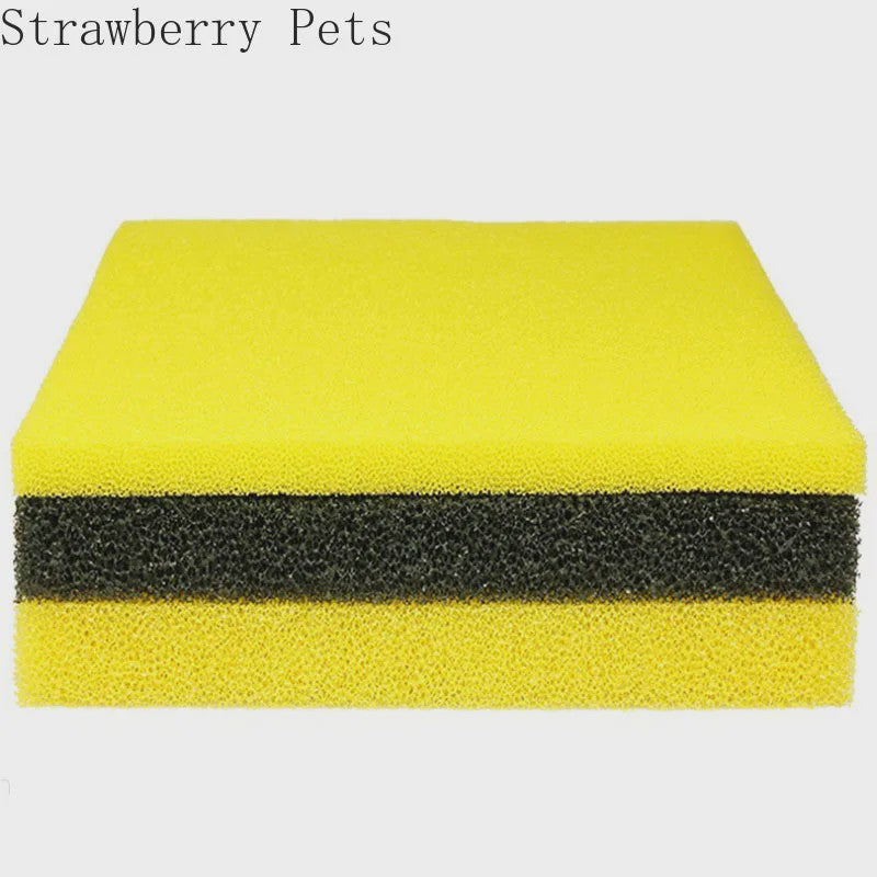Aquarium Filter Spons Pad - 50x50x2cm - Biochemisch Filtermedium voor Vis Tanks - Zwart, Blauw, Geel