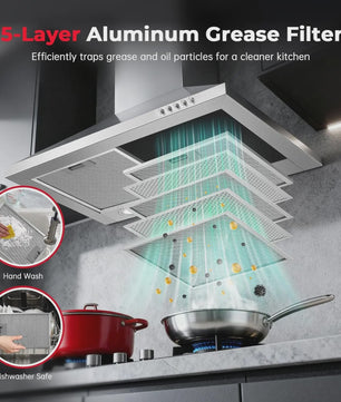 60cm RVS Schouw Afzuigkap - 400m³/u - A+++ Energiezuinig - Wandmontage