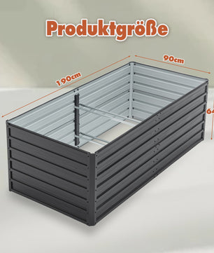 Verhoogd Metalen Tuinbed 190x90x64cm - Zwaar Uitvoering, Roestvrij & Waterdicht