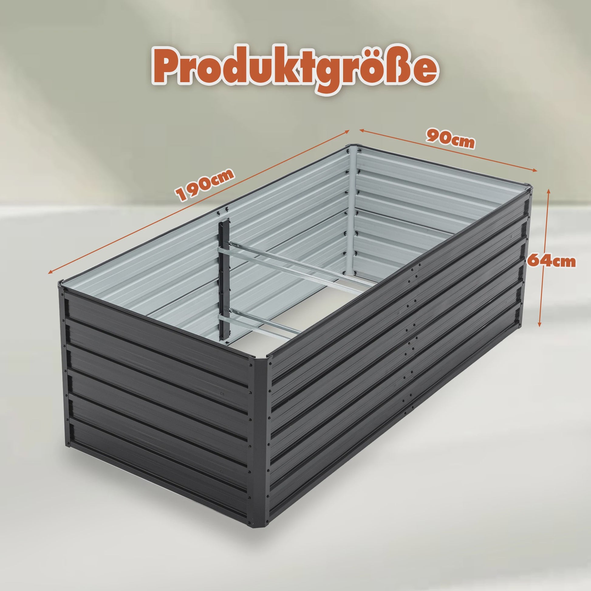 Verhoogd Metalen Tuinbed 190x90x64cm - Zwaar Uitvoering, Roestvrij & Waterdicht