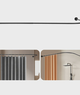 Verstelbare L-vormige Douchegordijnroede Zwart - 70-95 x 105-165 cm - Hoekstang voor Douchecabine en Bad
