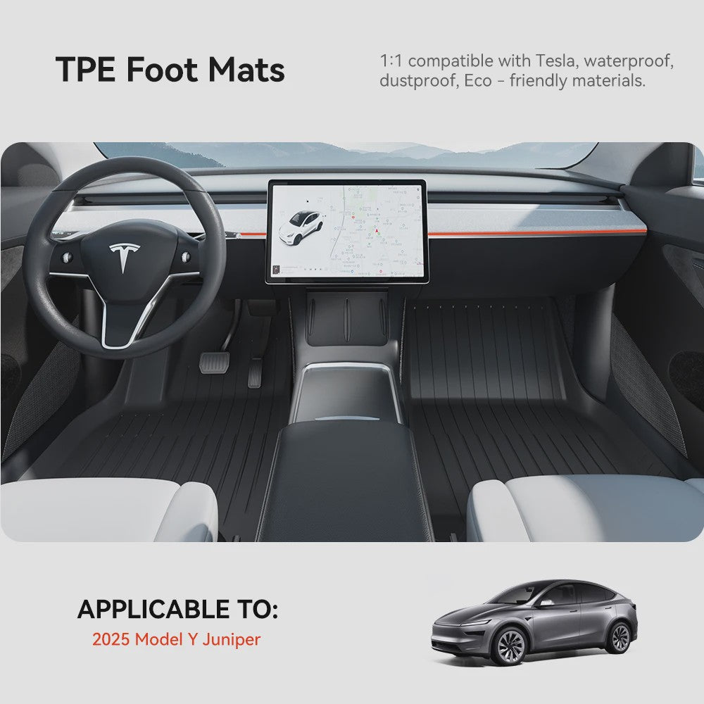 YZ TPE Vloermatten en Kofferbakmat Set voor Tesla Model Y Juniper (2025-2026) - Waterdicht & Antislip
