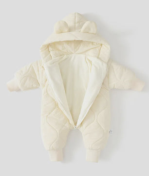 Warme Winter Baby Romper met Berenprint en Pluche Voering - Jumpsuit voor Peuters