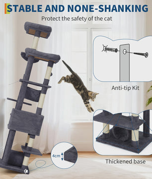 Luxe Multi-Level Kattenboom met Krabpalen, Hangmat en Speeltjes - Ideaal voor Grote Katten