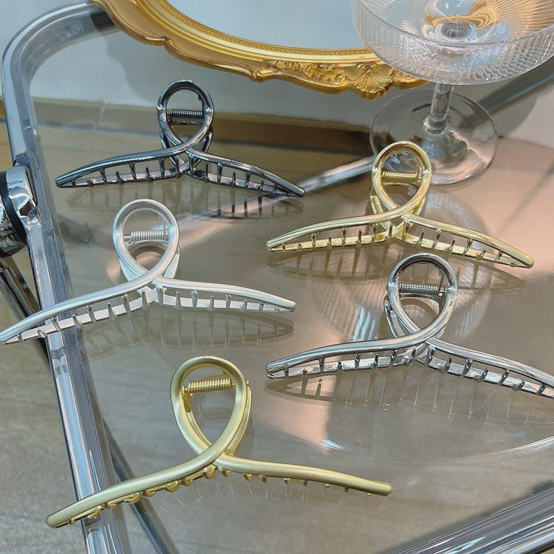 Grote Metalen Klauw Haarclip 13.5cm - Trendy Holle Haarpin voor Dames