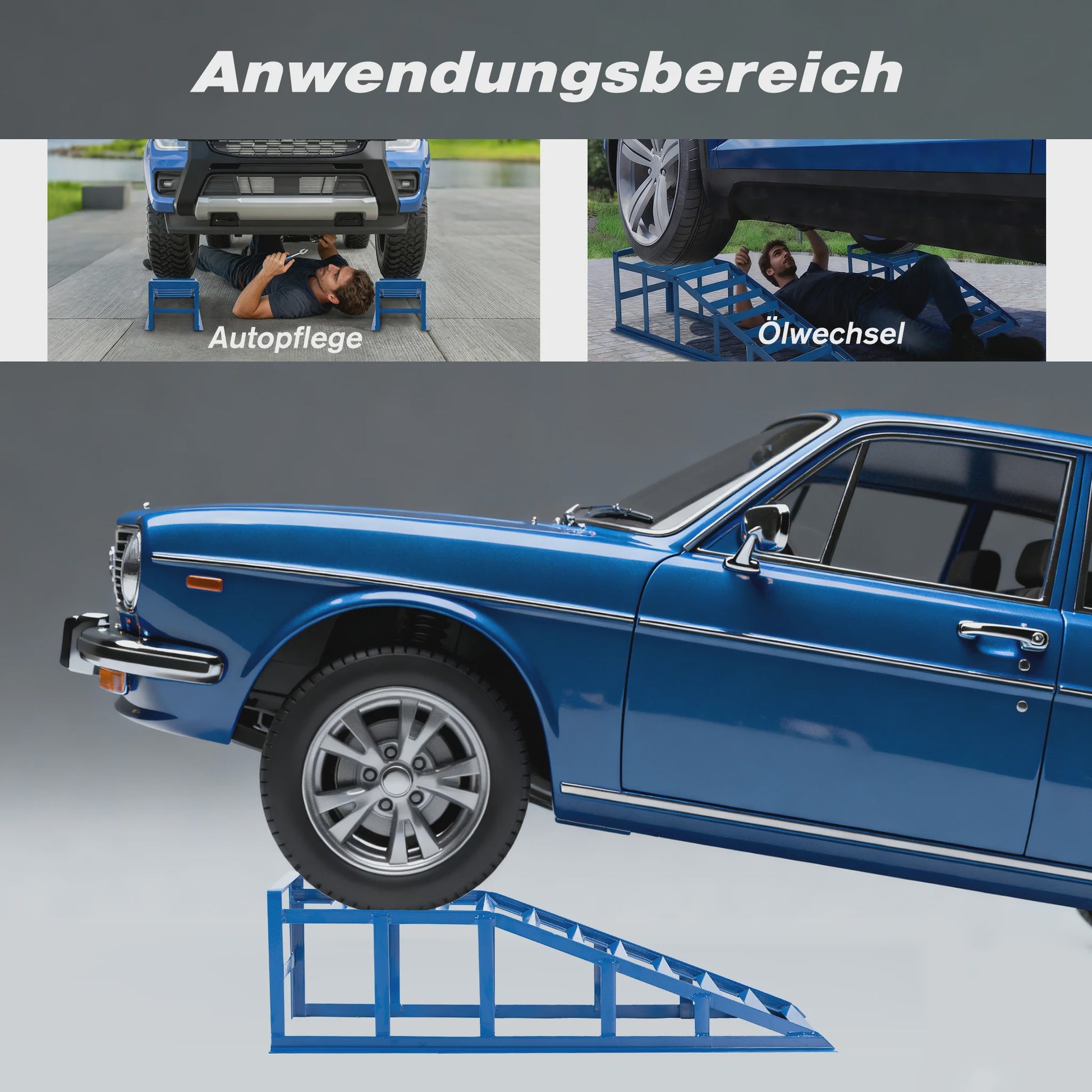 Set van 2 Stevige Stalen Autoramps 95x32x28cm - Heavy Duty Voertuigoprijplaten